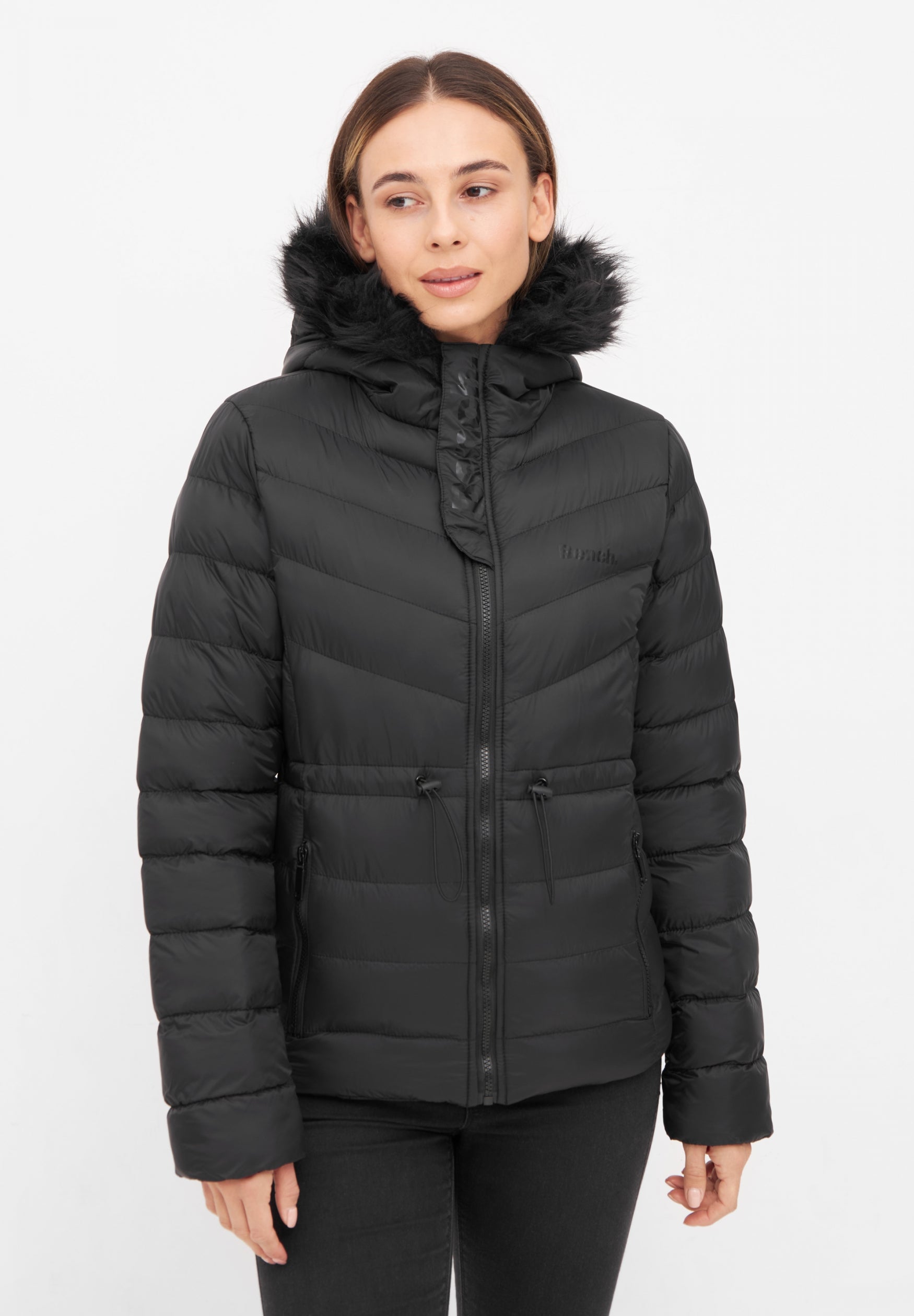 bench-inken-pufferjacke-damen-schwarz-mit-fellkapuze image 2