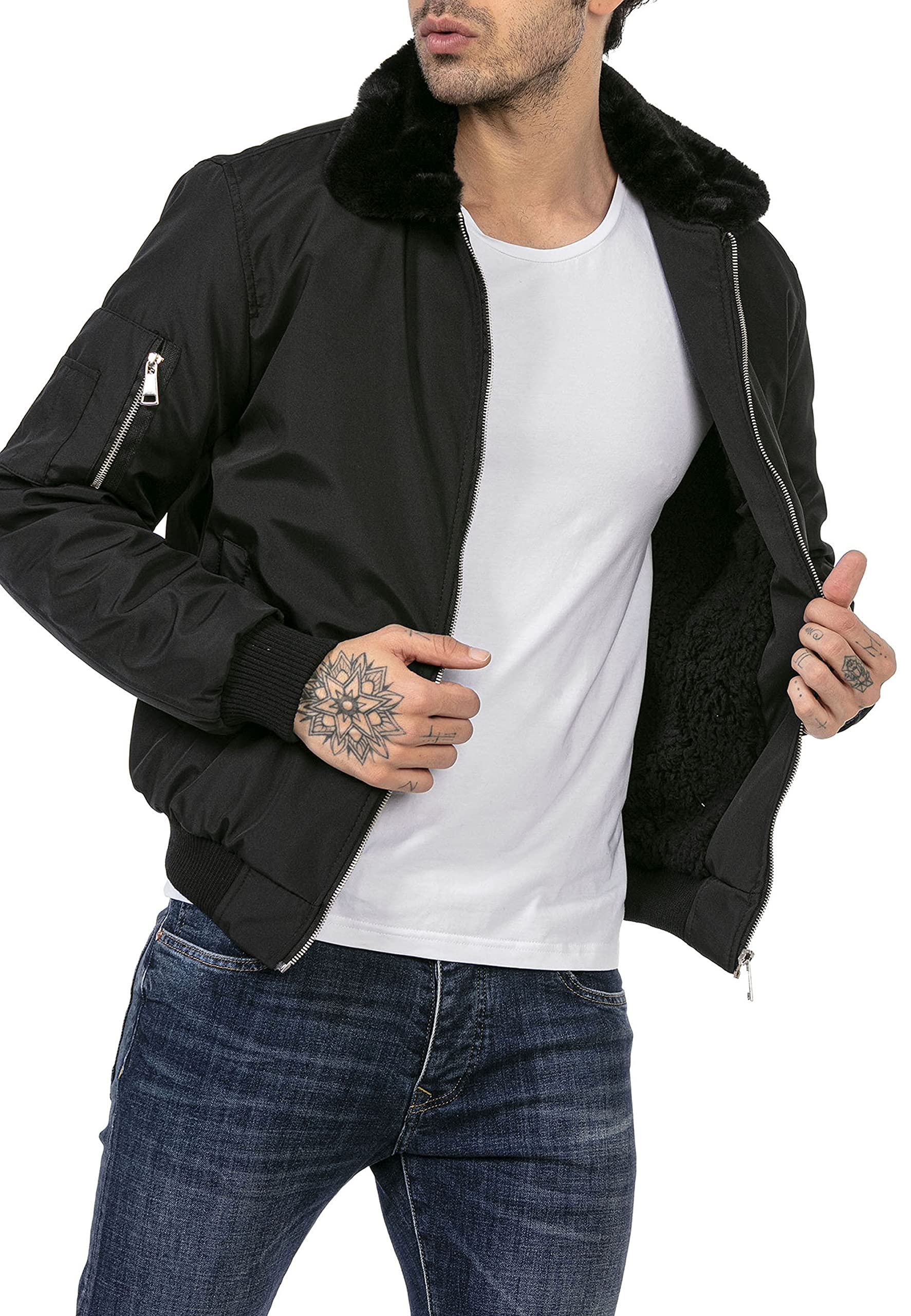 redbridge-herren-fliegerjacke-bomberjacke-gef-ttert-kunstpelz image 2
