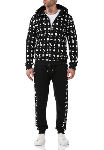 redbridge-jogginganzug-herren-muster-kapuzenjacke-hose-schwarz image 8