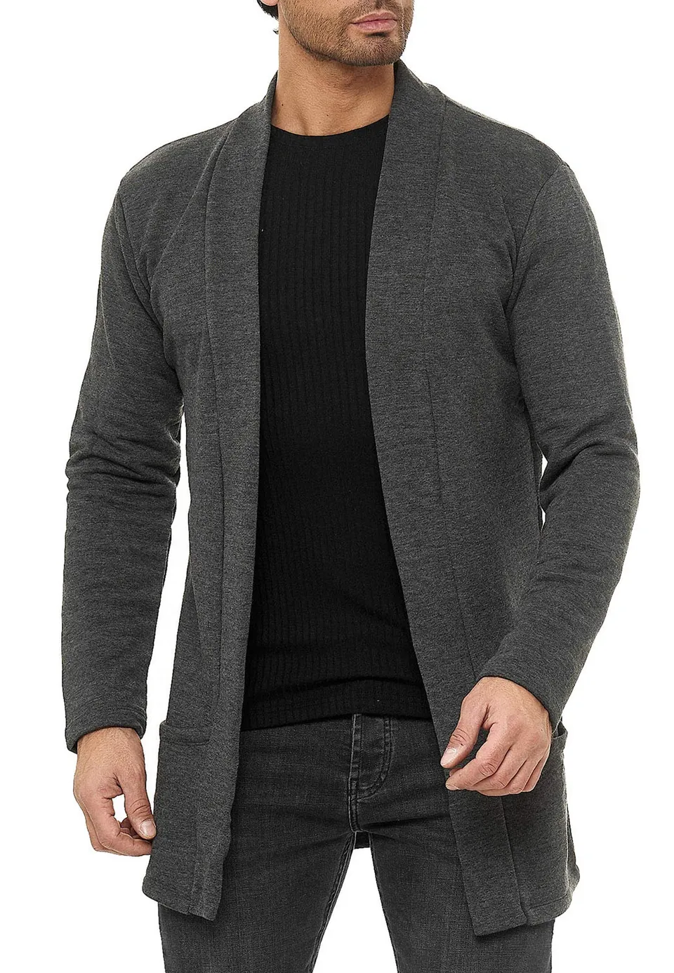 redbridge-cardigan-long-cut-herren-sweatjacke-grau-gr-l-stretch image 1