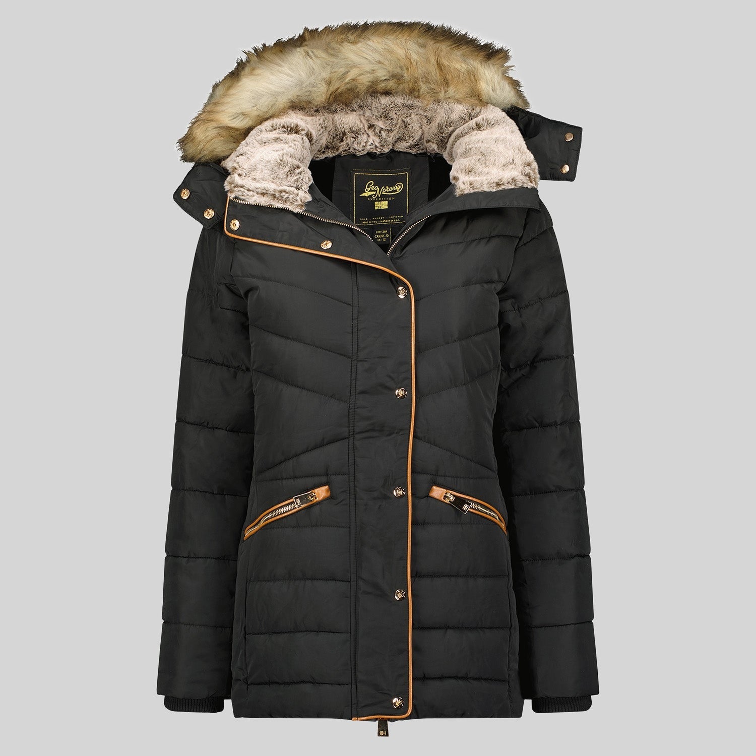 geographical-norway-ajuju-damen-parka-schwarz-fellkapuze image 5
