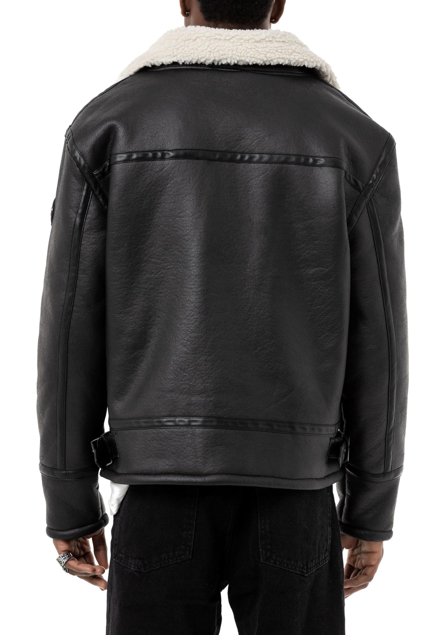 redbridge-balboa-fliegerjacke-kunstleder-herren-fellkragen image 6