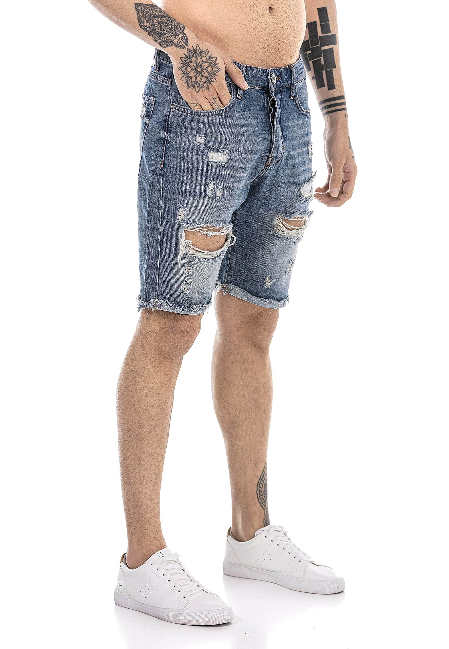 redbridge-shorts-jeans-shorts-herren-denim-blau-2-destroyed-look image 3