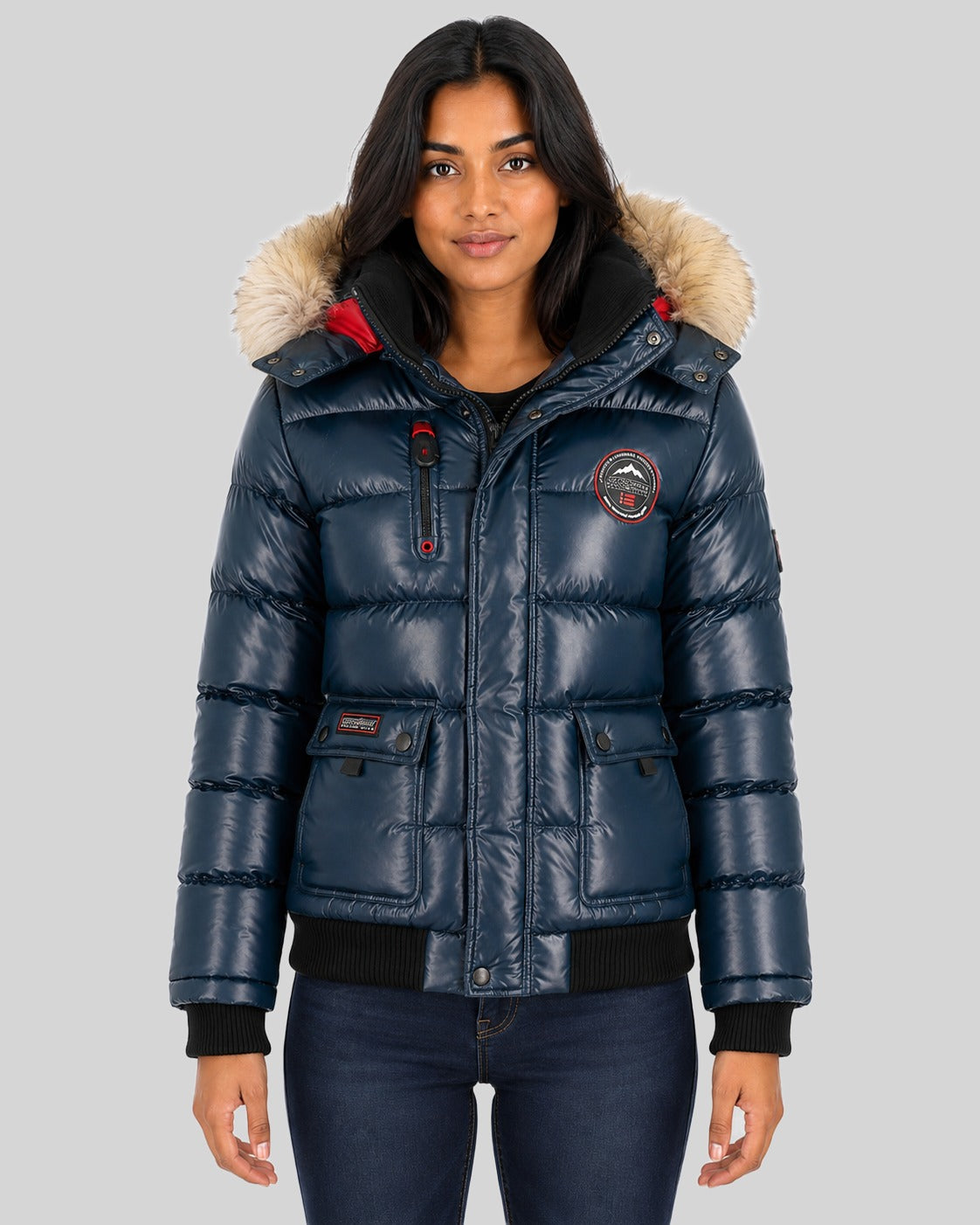 geographical-norway-bugs-damen-daunenjacke-marine-mit-fellkapuze image 1