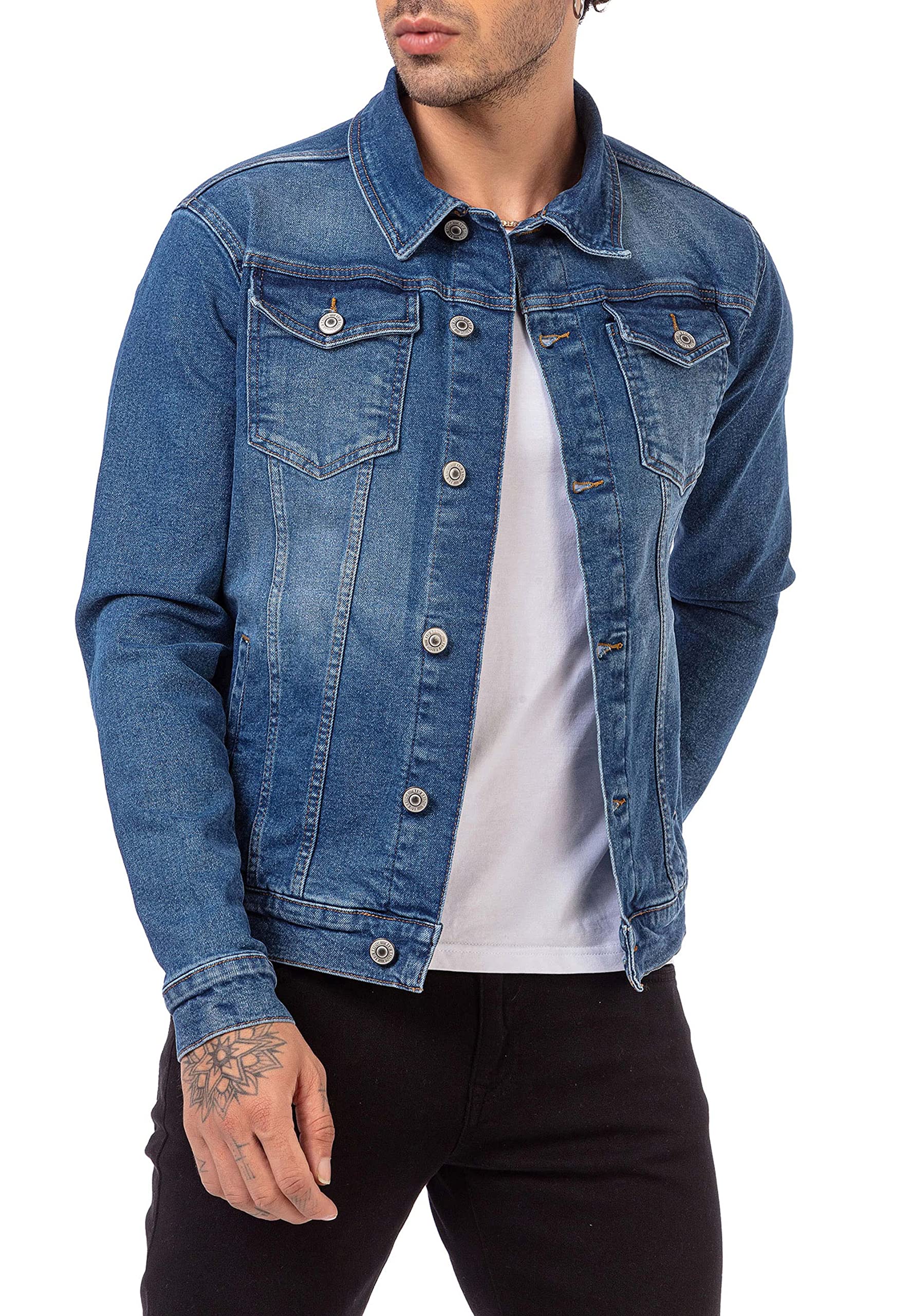 redbridge-jeansjacke-herren-denim-blau-knopfleiste-taschen image 1