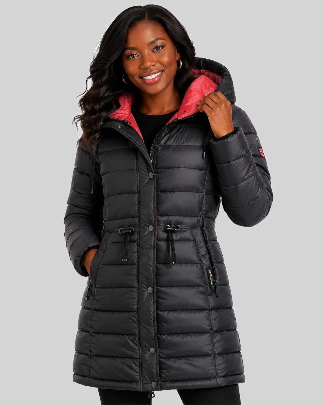 geographical-norway-batiga-winterjacke-damen-schwarz-lang image 1