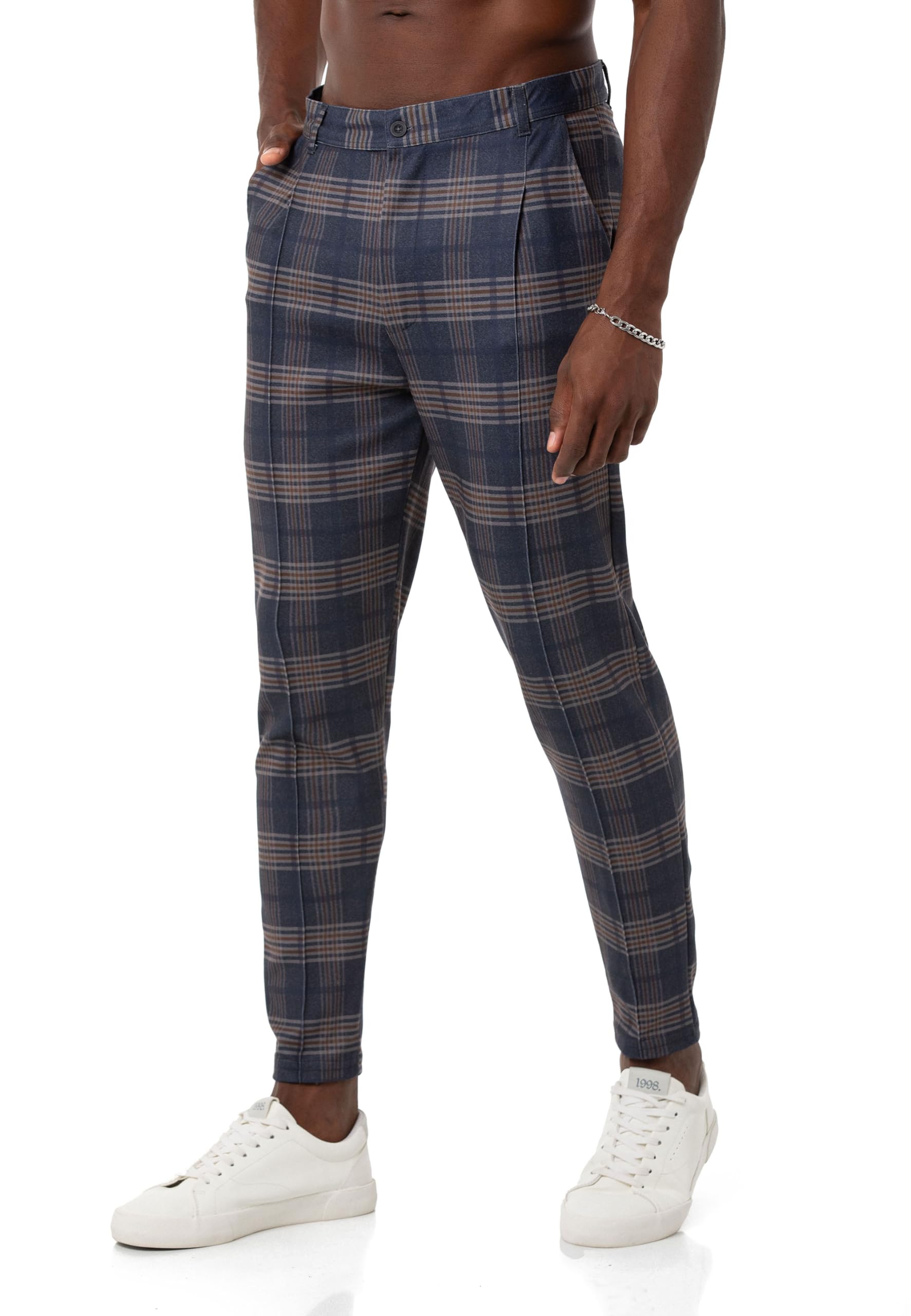 redbridge-hosen-chino-hose-herren-kariert-gummibund-gr-m image 2