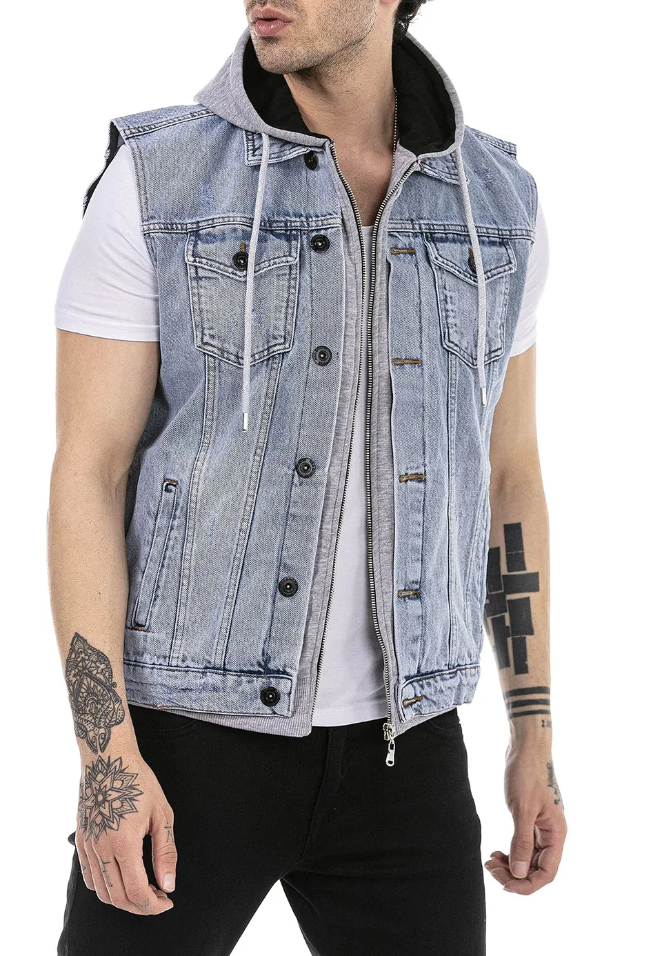 redbridge-cardigans-jeans-weste-herren-hellblau-kapuze image 1