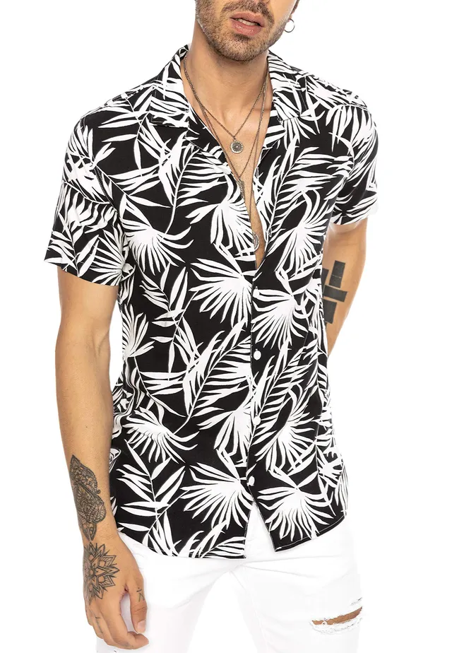 redbridge-hawaii-hemd-herren-kurzarm-viskose-schwarz-l image 1