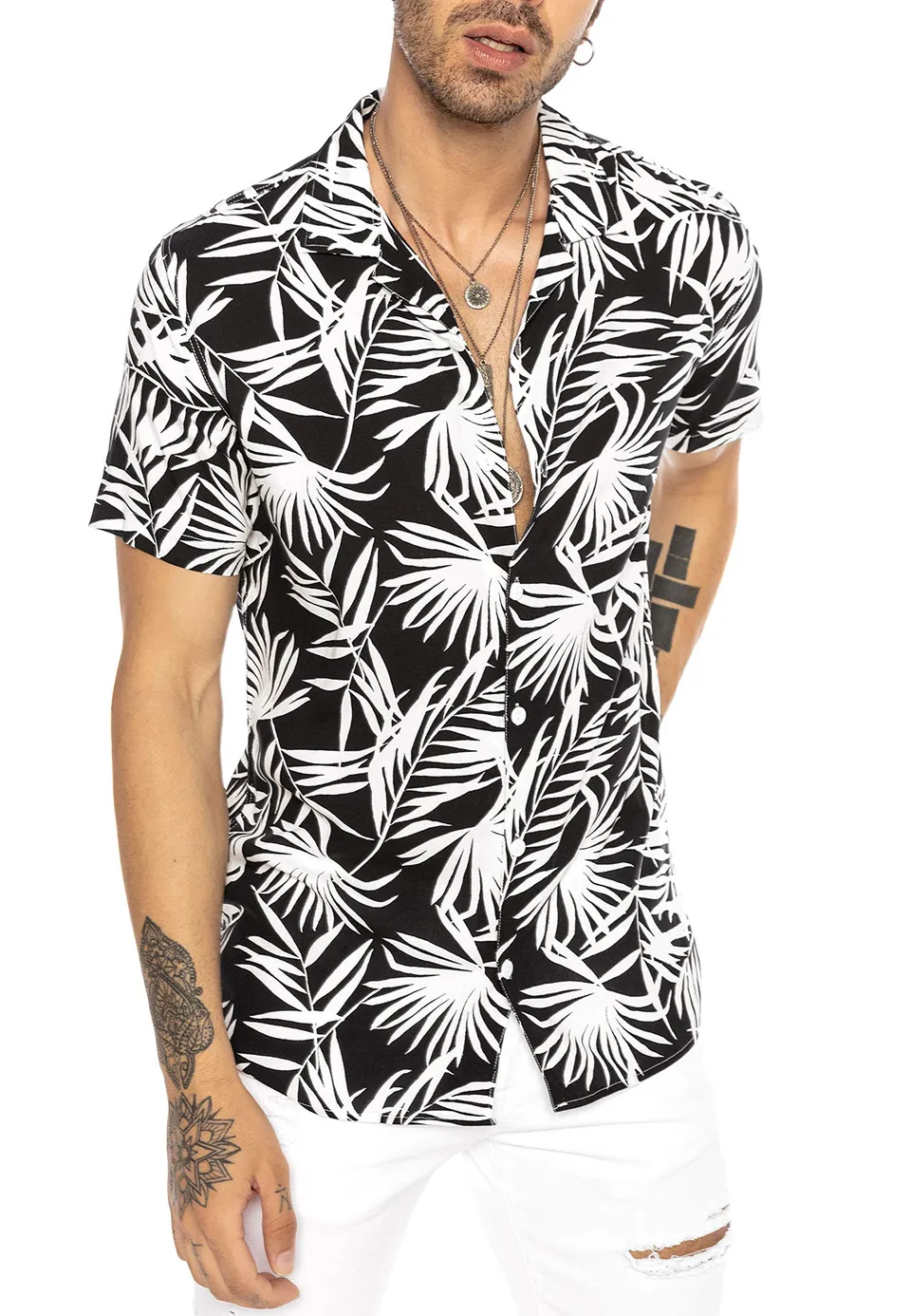 redbridge-hawaii-hemd-herren-kurzarm-viskose-schwarz-l image 1