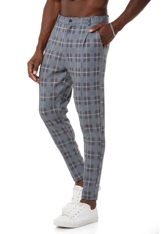 redbridge-hosen-chino-kariert-herren-jogg-pants-gummibund-casual image 1