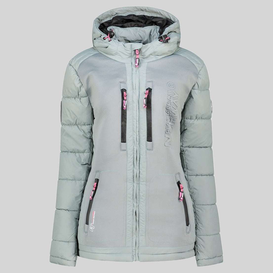 geographical-norway-beachwood-damen-steppjacke-hellgrau-kapuze image 3