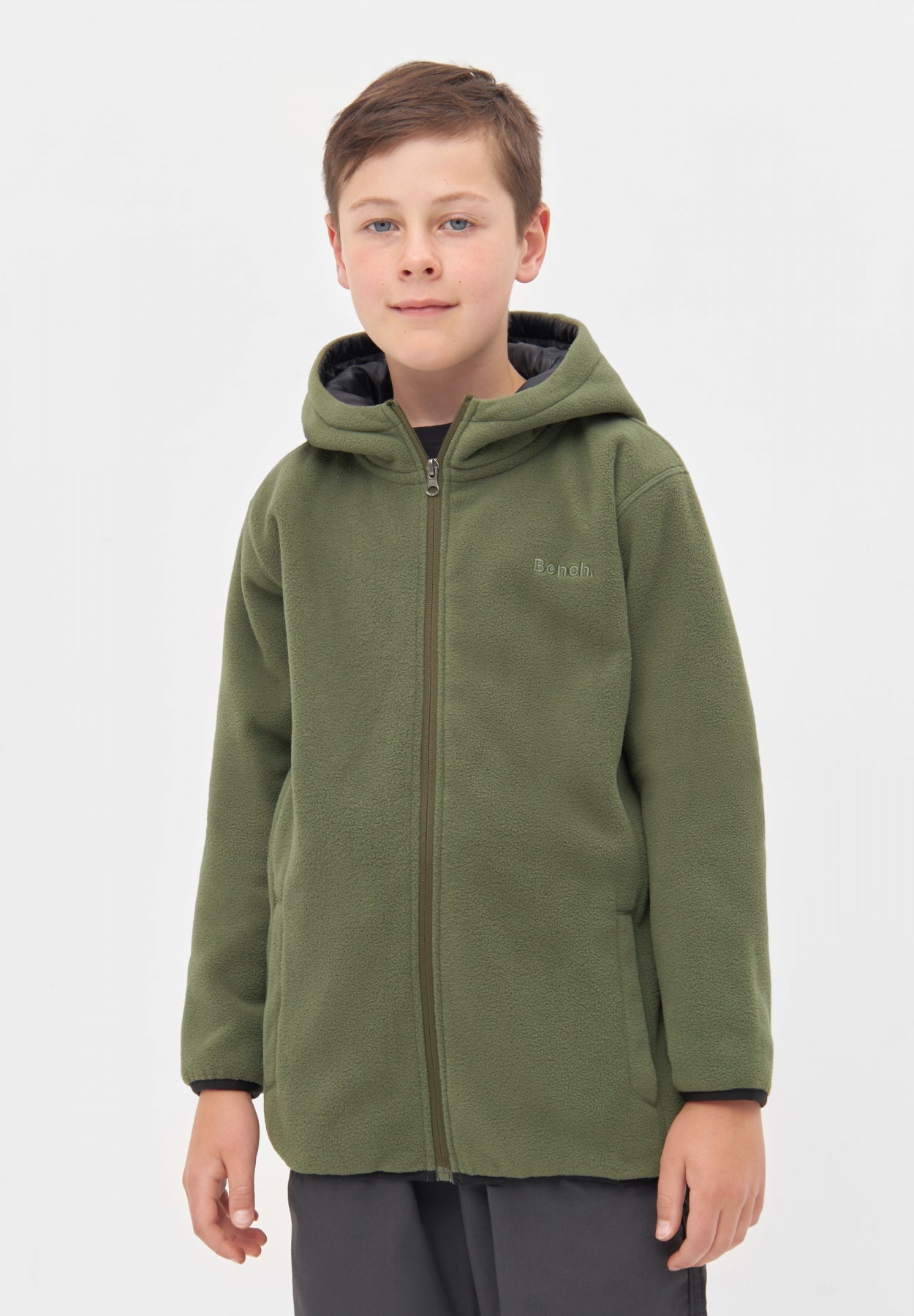 bench-draken-b-kinder-fleecejacke-khaki-reiverschluss image 1
