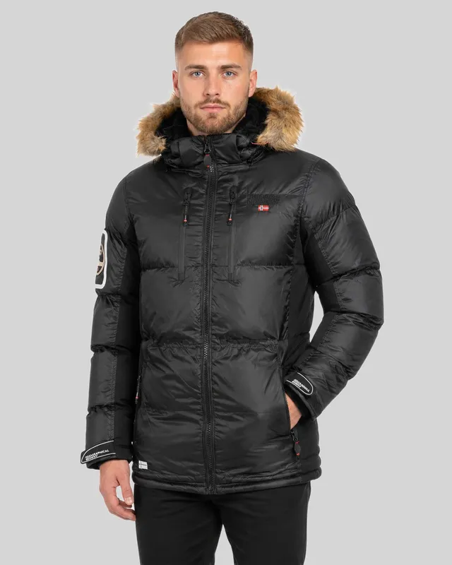 geographical-norway-danone-herren-parka-schwarz-winter-fellkapuze image 1