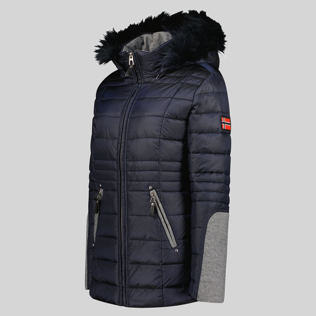 geographical-norway-belete-damen-parka-schwarz-fellkapuze image 4