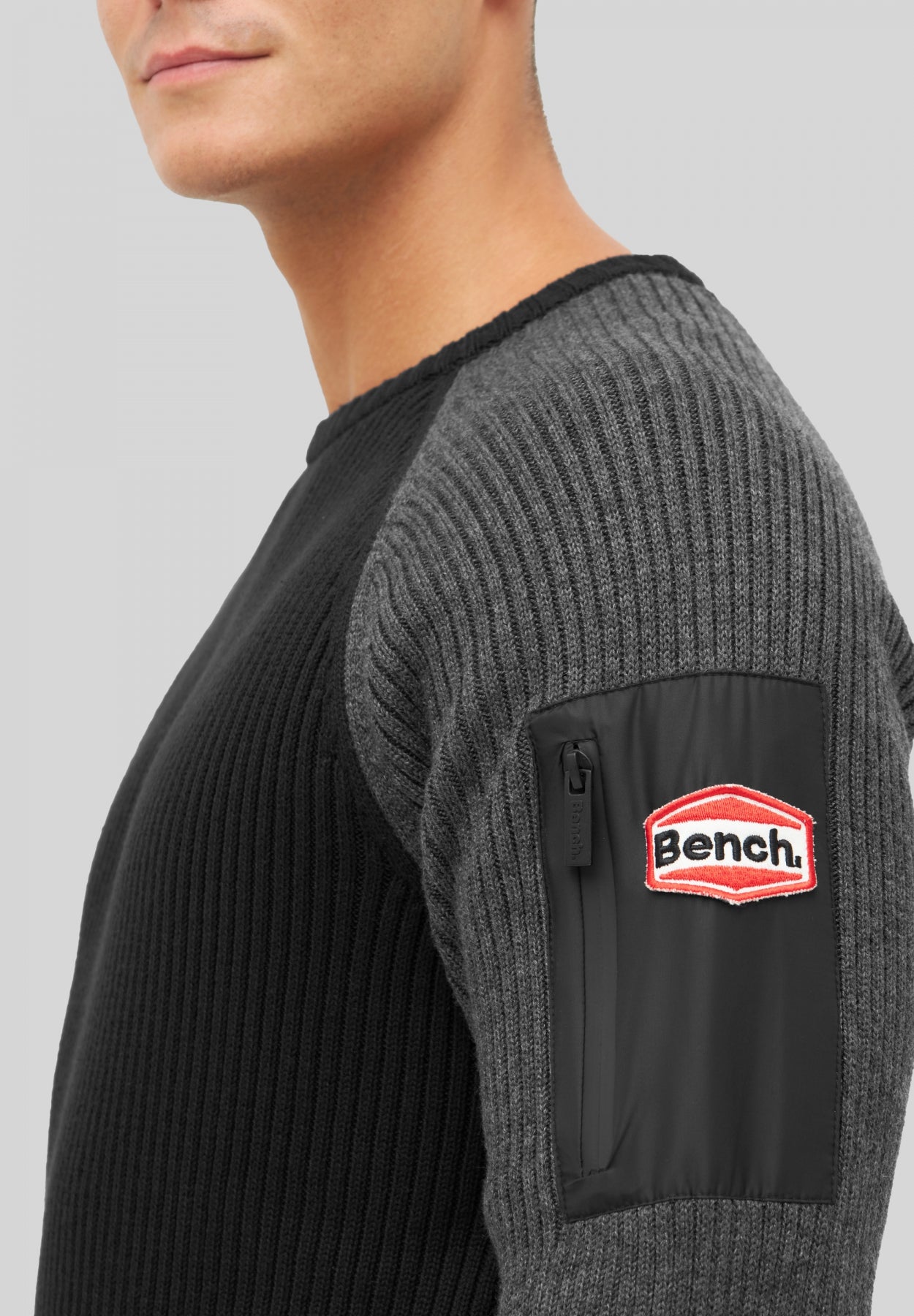 bench-hadlow-pullover-herren-grey-marl-rippstrick-rundhals image 4