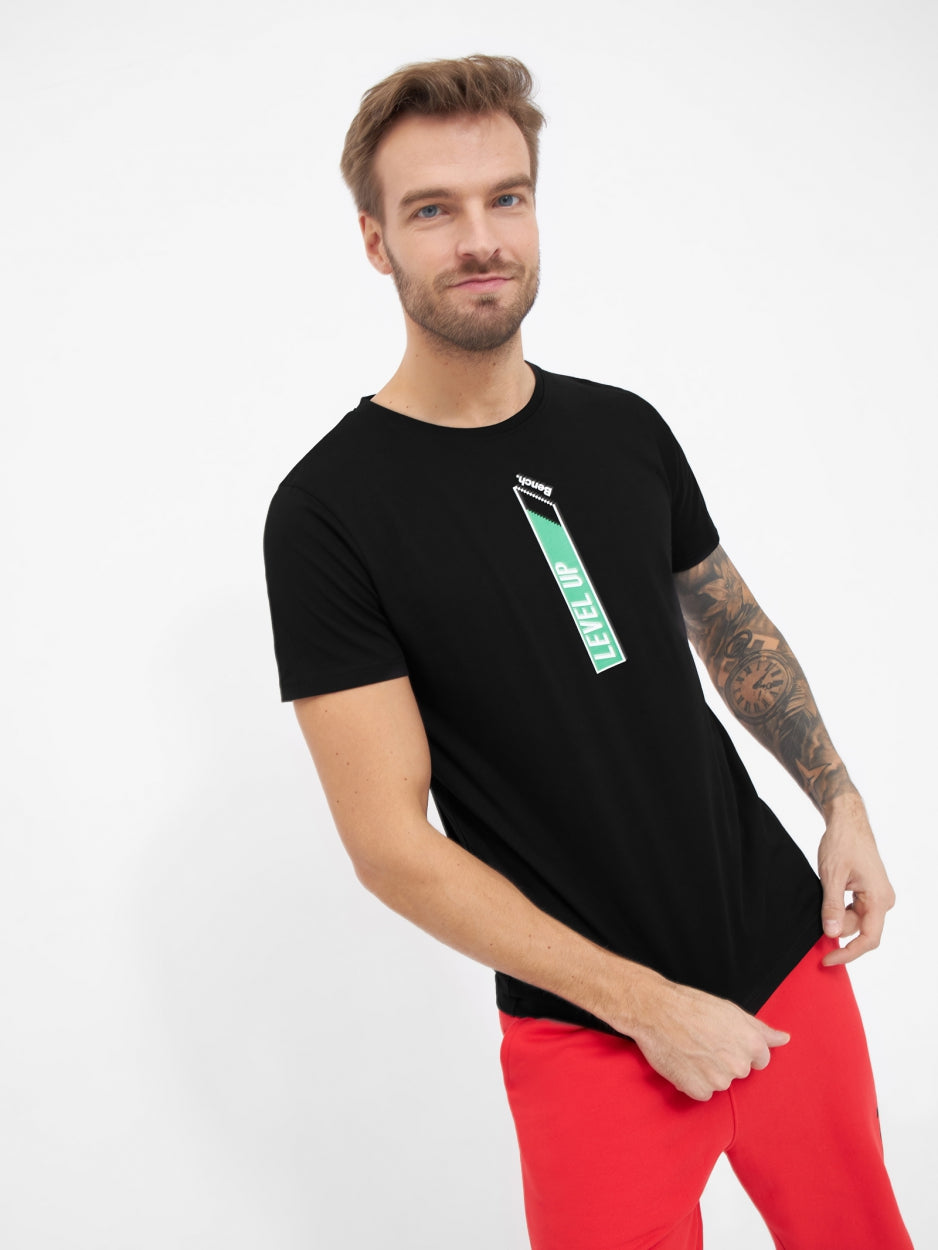 bench-level-t-shirt-black-herren-bio-baumwolle image 2