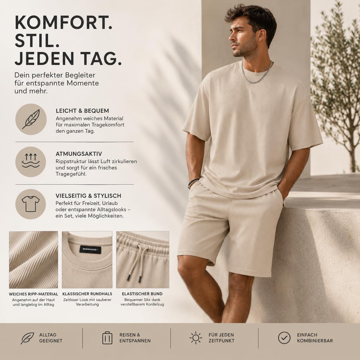 redbridge-sommer-set-t-shirt-shorts-beige-gr-e-s image 5