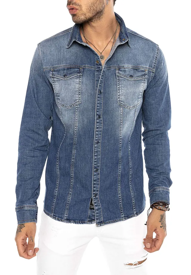redbridge-premium-denim-jeanshemd-herren-s-dunkelblau image 1