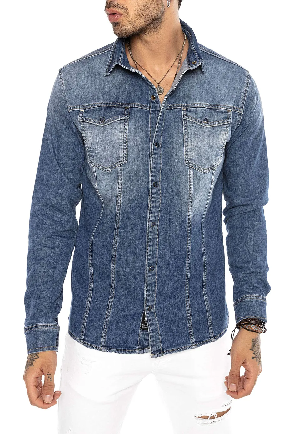 redbridge-premium-denim-jeanshemd-herren-s-dunkelblau image 1