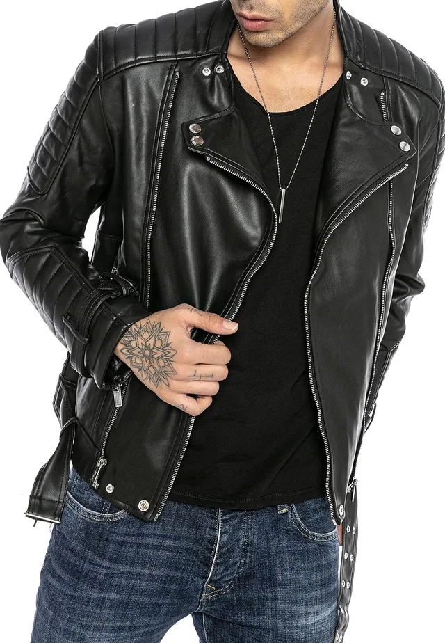redbridge-m6072-bikerjacke-kunstleder-herren-xxl-schwarz-g-rtel image 1