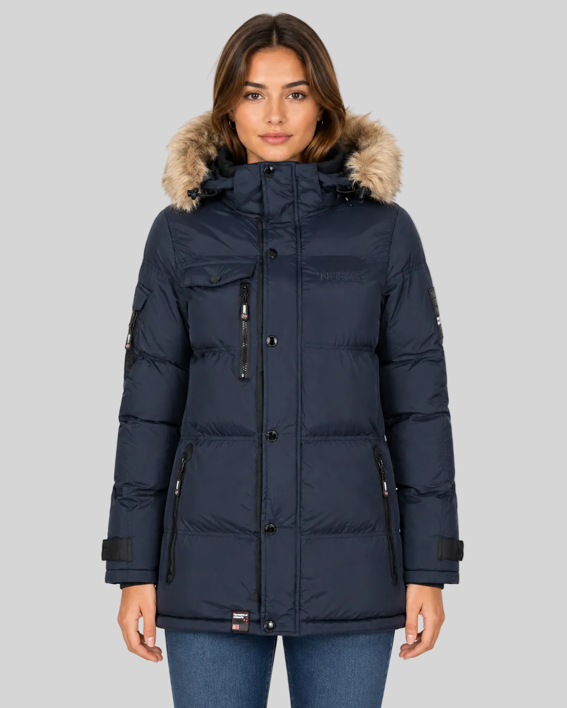 geographical-norway-bonapart-daunenjacke-damen-schwarz-fell image 1