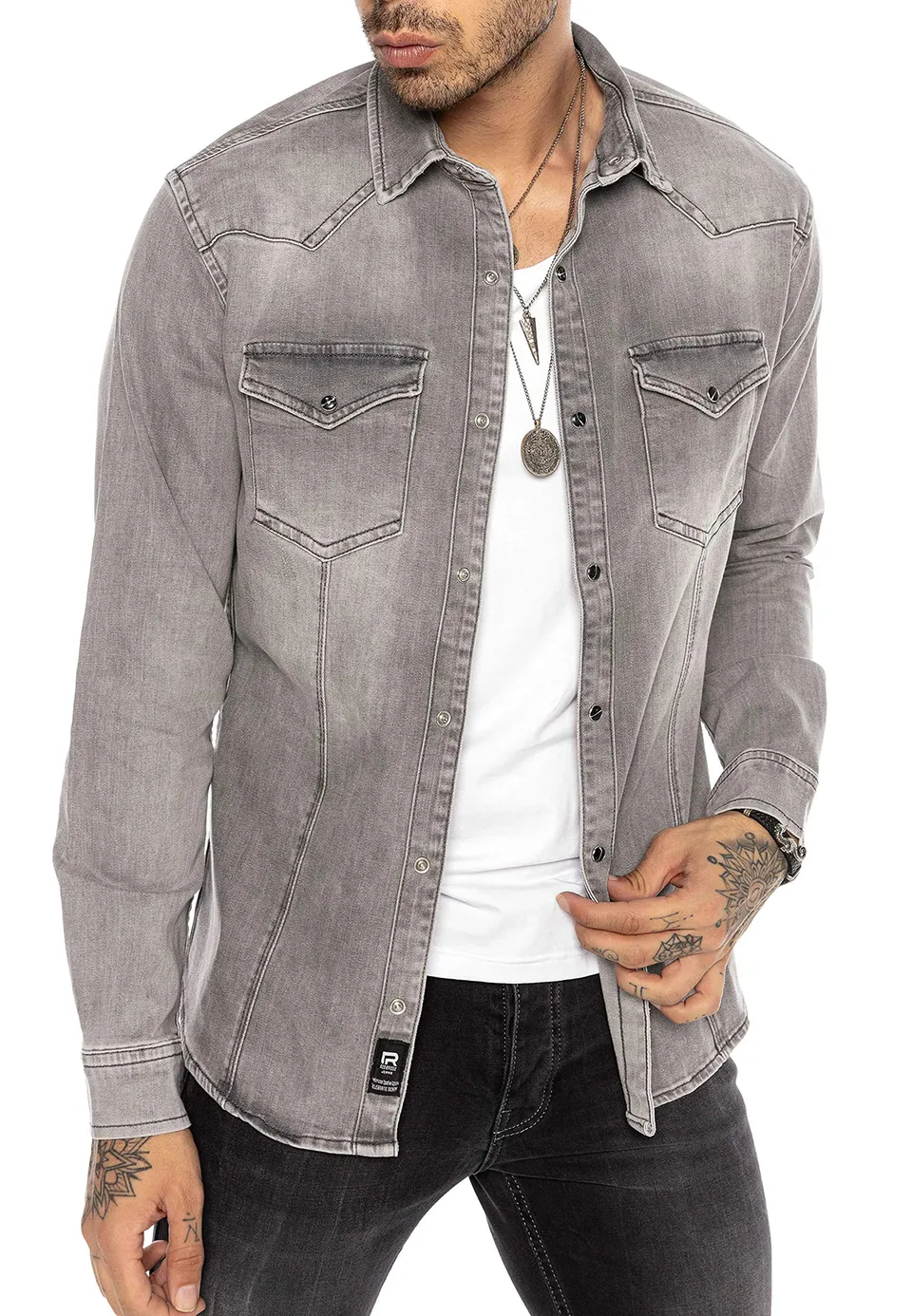 redbridge-jeanshemd-herren-langarm-blau-premium-denim-regular image 1