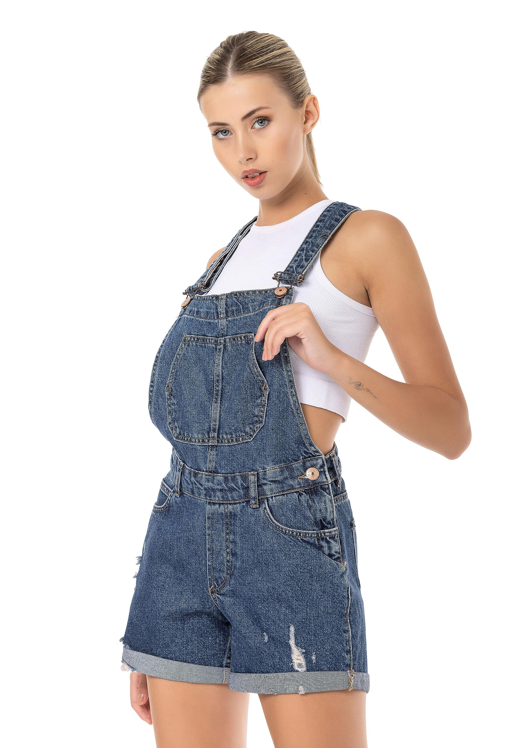 redbridge-hosen-latzhose-blau-30w-jeans-overall-stretch image 4