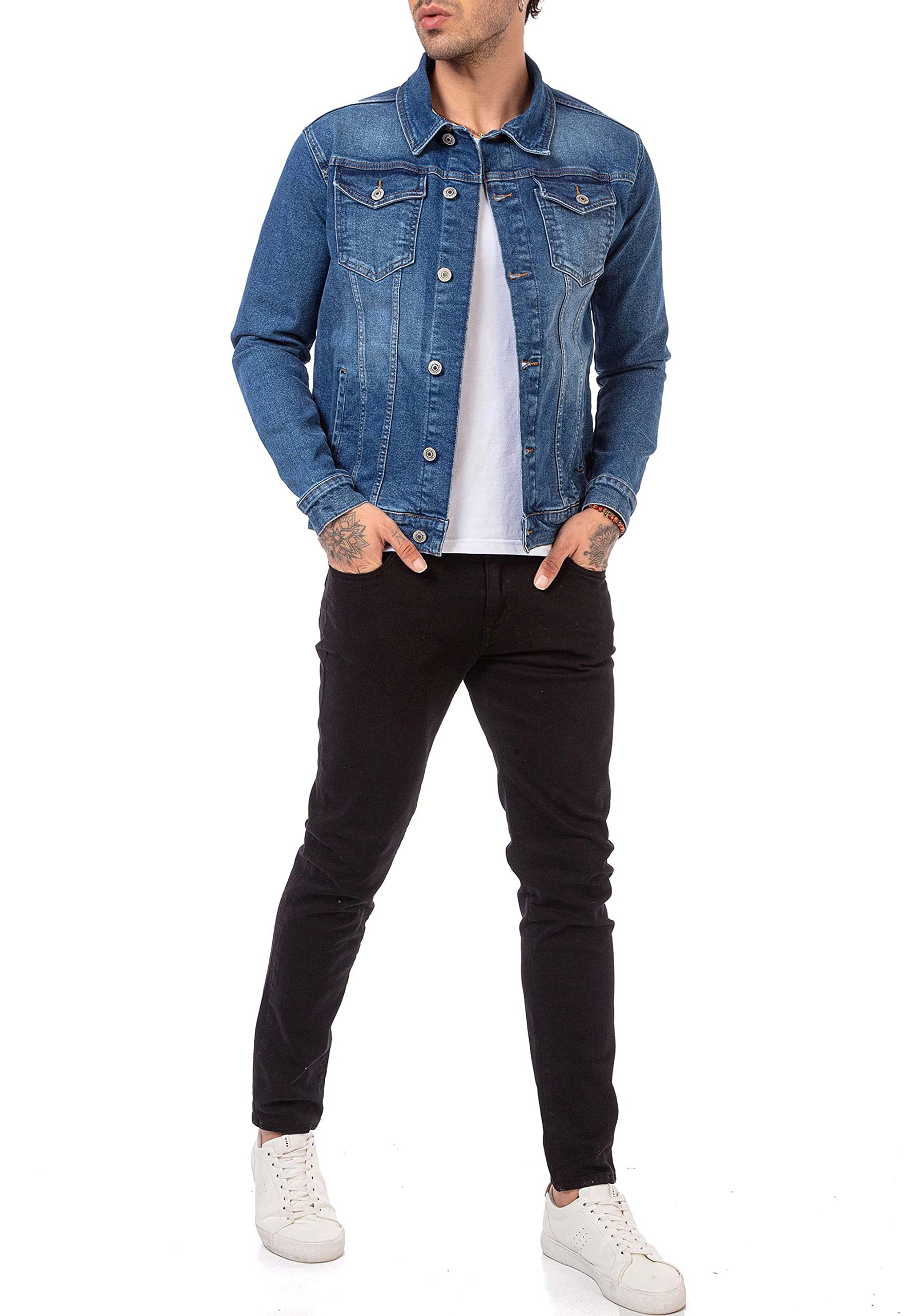 redbridge-jeansjacke-herren-denim-blau-knopfleiste-taschen image 5