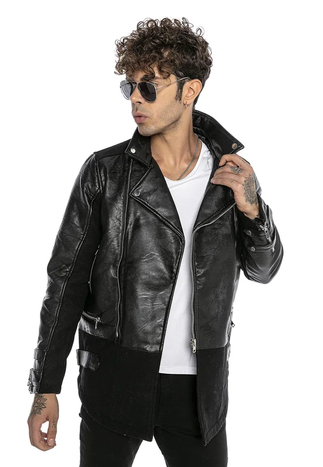 redbridge-oberbekleidung-kunstleder-jacke-herren-schwarz-biker image 1