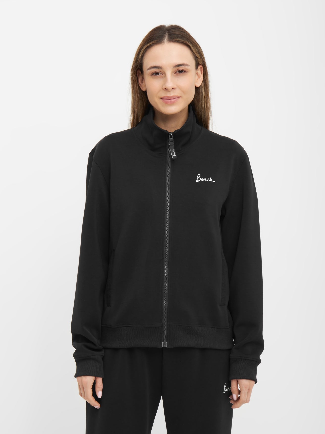 bench-ancona-damen-sweatjacke-black-modal-stehkragen image 2