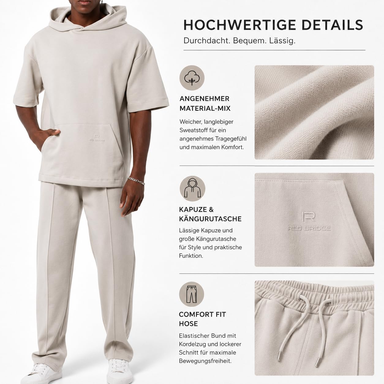 redbridge-basic-jogginganzug-t-shirt-hose-set-herren-grau image 3