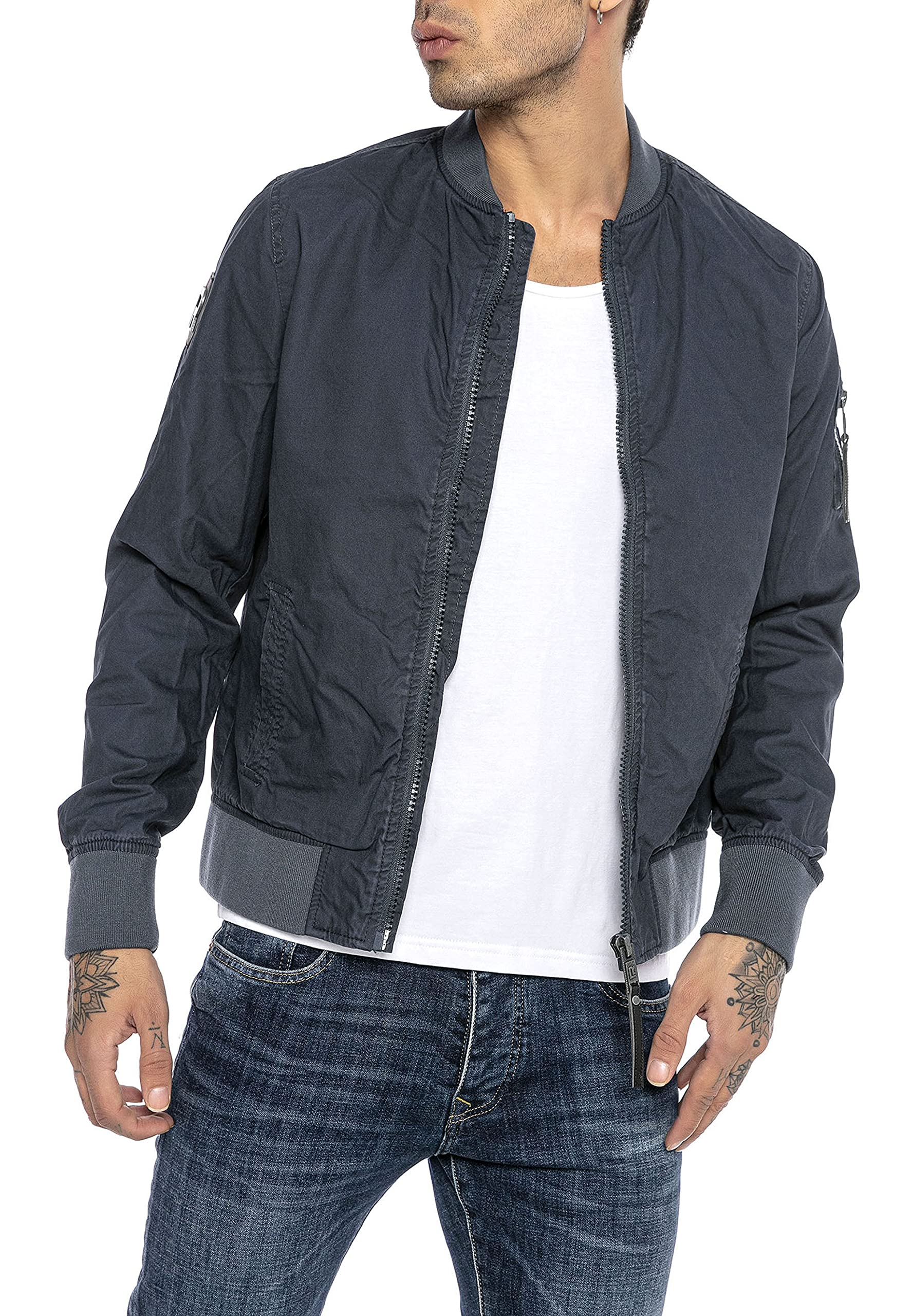 redbridge-blouson-herren-fliegerjacke-bergangsjacke-schwarz-baumwolle image 8