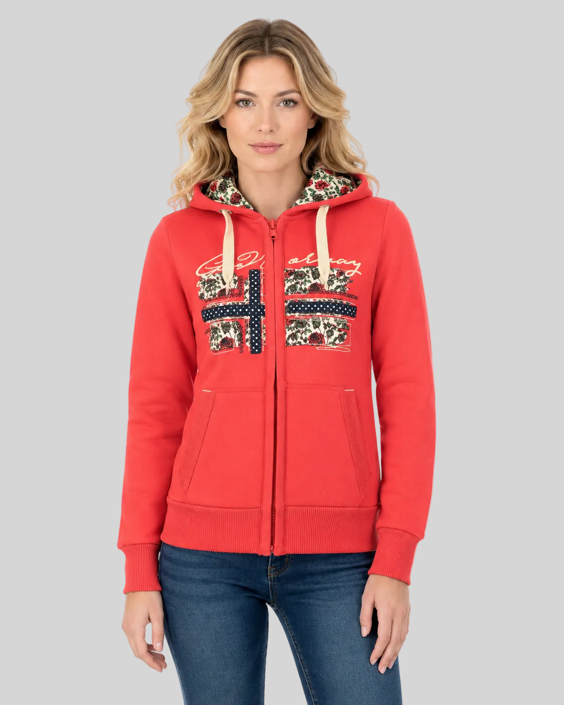 geographical-norway-fabeaute-hoodie-damen-marine-zip-baumwolle image 6