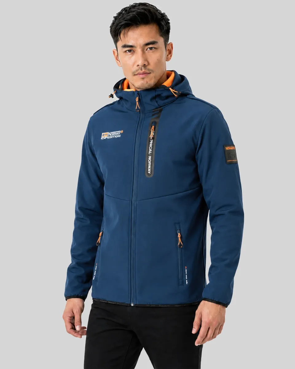 geographical-norway-toxique-herren-softshelljacke-marine-orange-kapuze image 1