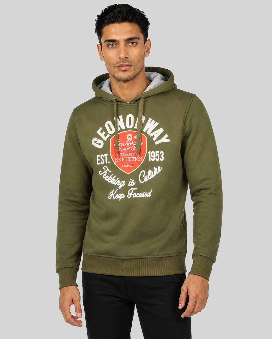 geographical-norway-garlon-hoodie-herren-kaki-mit-print image 1