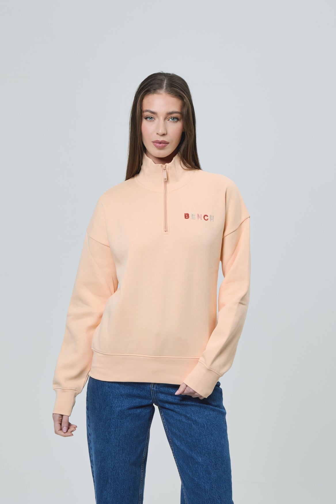 bench-huntley-damen-halfzip-sweater-dusky-rose-logo image 7