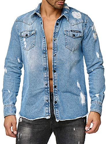 redbridge-jeanshemd-herren-blau-oversized-destroyed-l image 8