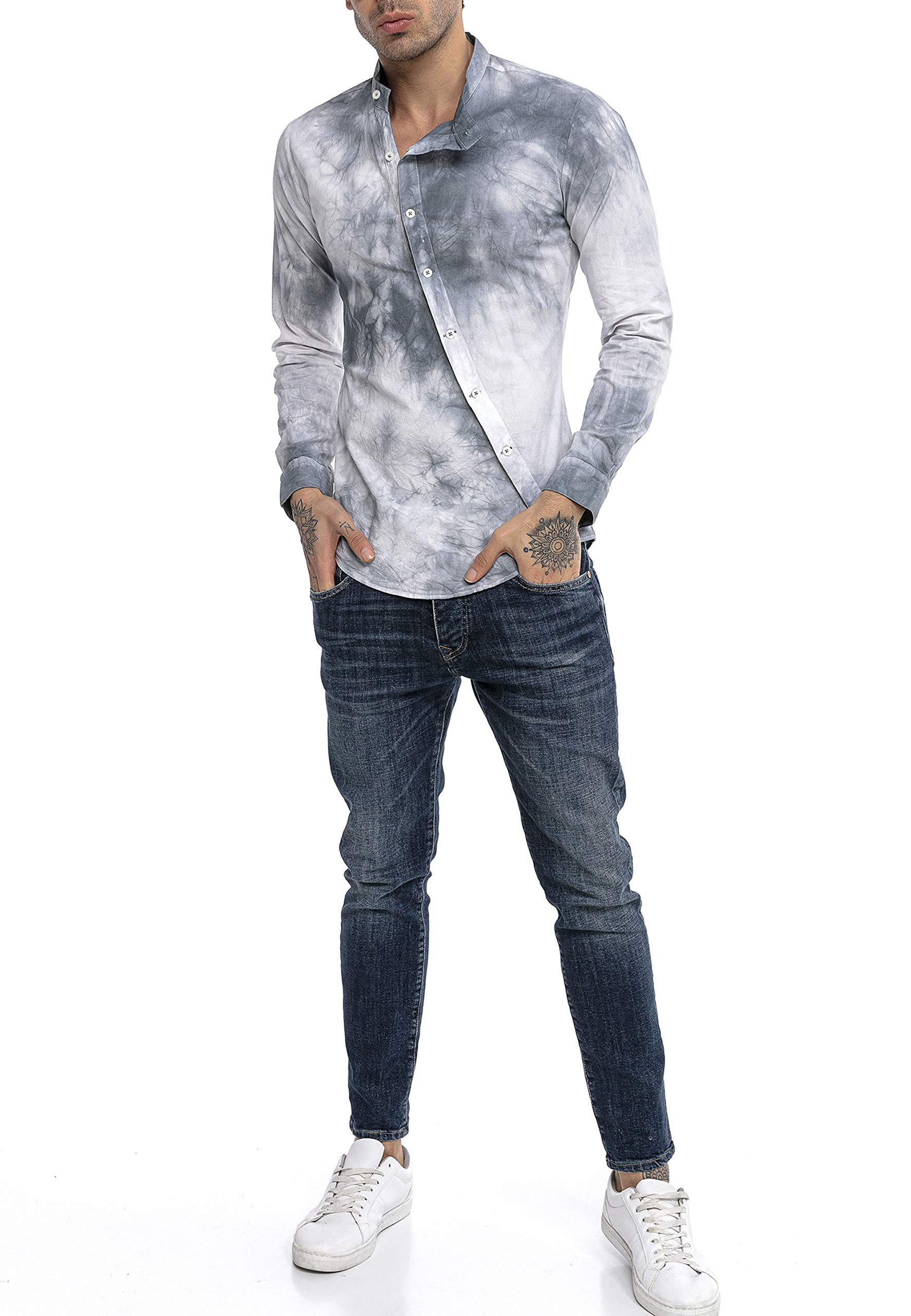 redbridge-hemd-freizeithemd-slim-fit-batik-grau-l image 5