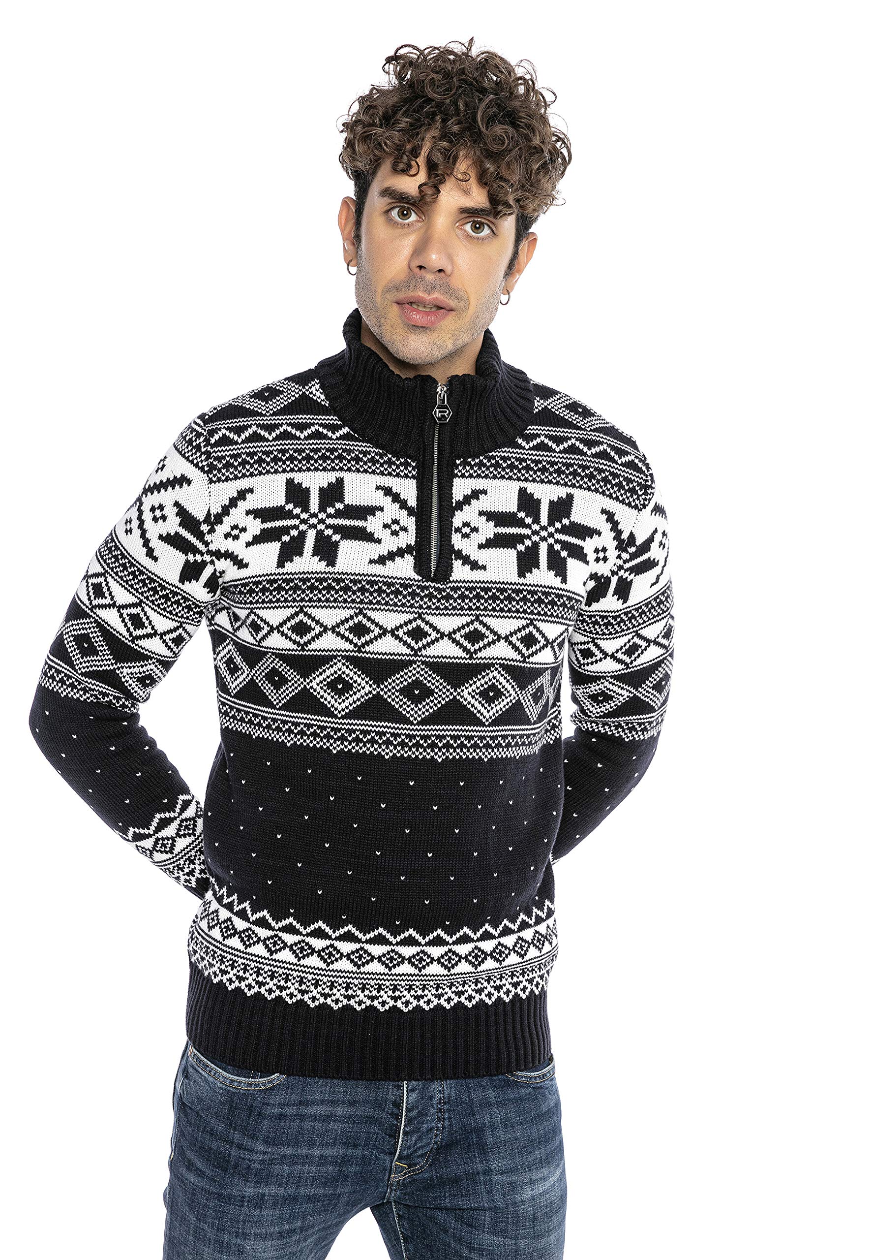 redbridge-m3121-norweger-pullover-herren-blau-l-stehkragen image 3