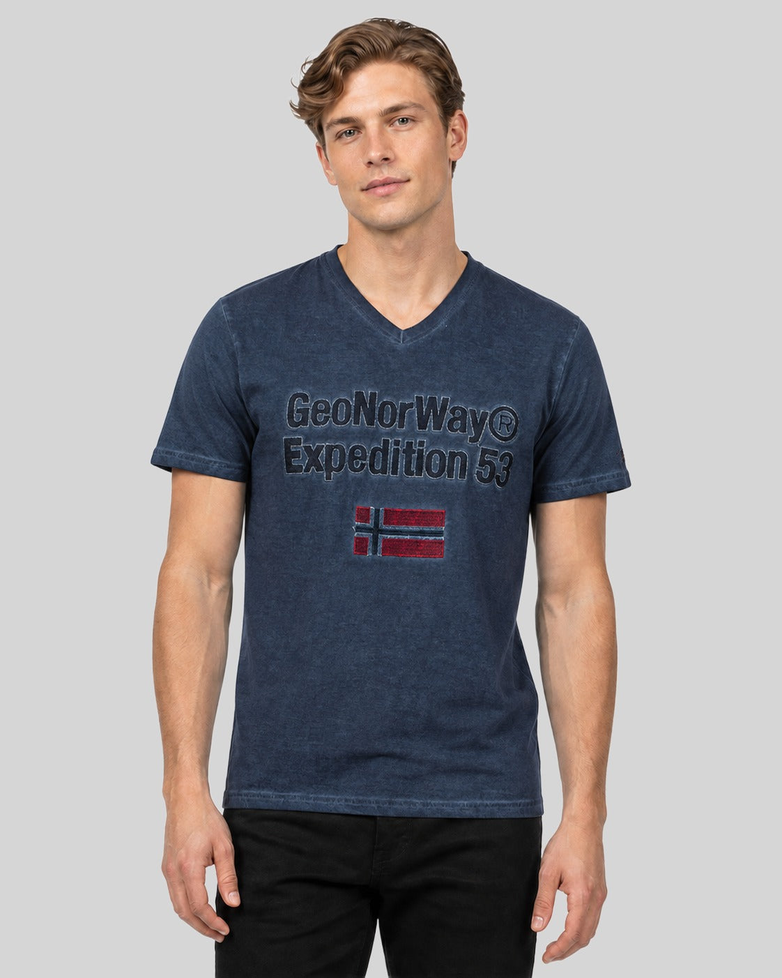 geographical-norway-jimdo-t-shirt-herren-blau-v-ausschnitt image 5