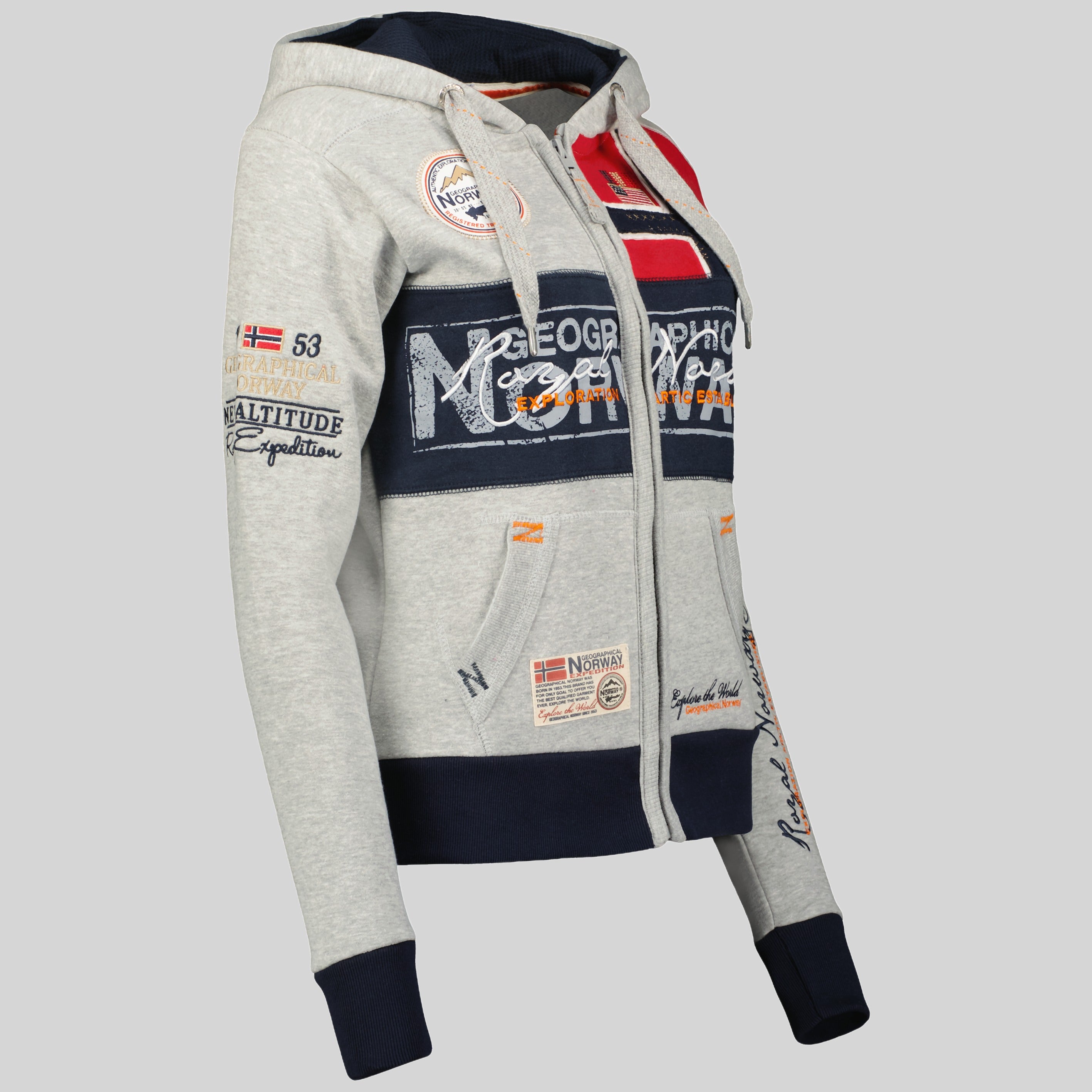 geographical-norway-flyer-damen-sweatshirt-hellgrau-kapuze image 4
