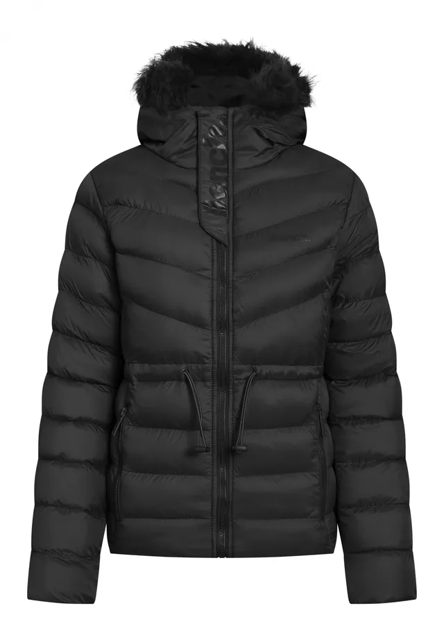 bench-inken-pufferjacke-damen-schwarz-mit-fellkapuze image 1
